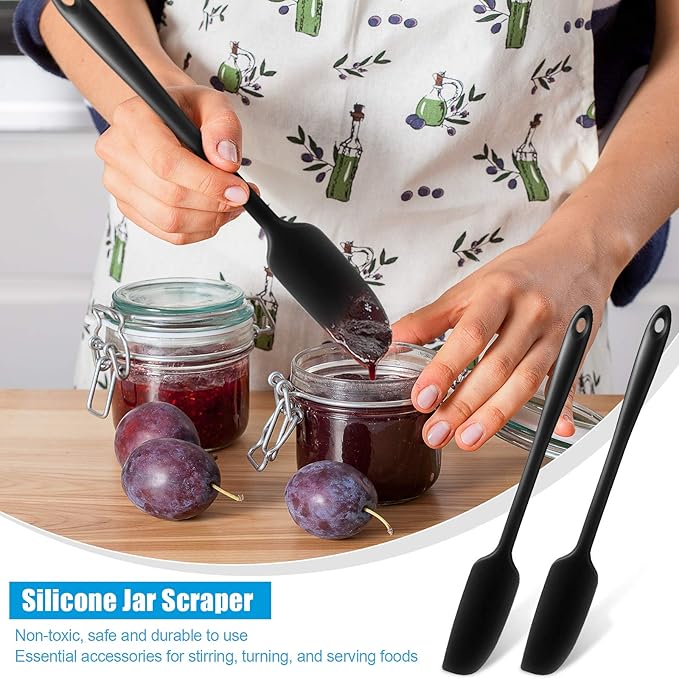 Patelai 2 Pieces Silicone Jar Spatula Long Handle Non-stick Rubber Scraper Heat - Image 6
