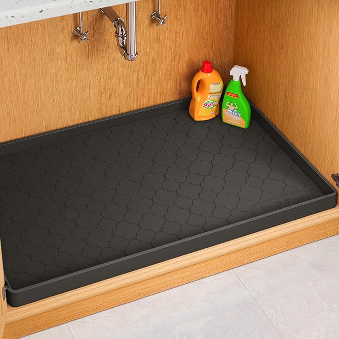 Jin&Bao Waterproof Under Sink Mat 22" x 22", Thick Silicone Mat Cabinet by Jin%26Bao