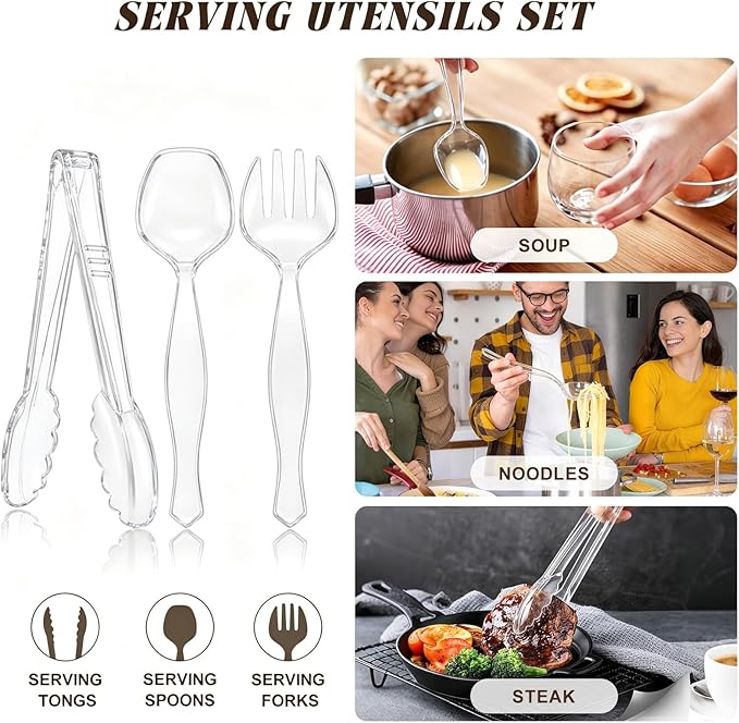 Mwellewm 18Pcs Serving Utensils, 8.5'' Plastic Serving Utensils Set, Disposable - Image 8