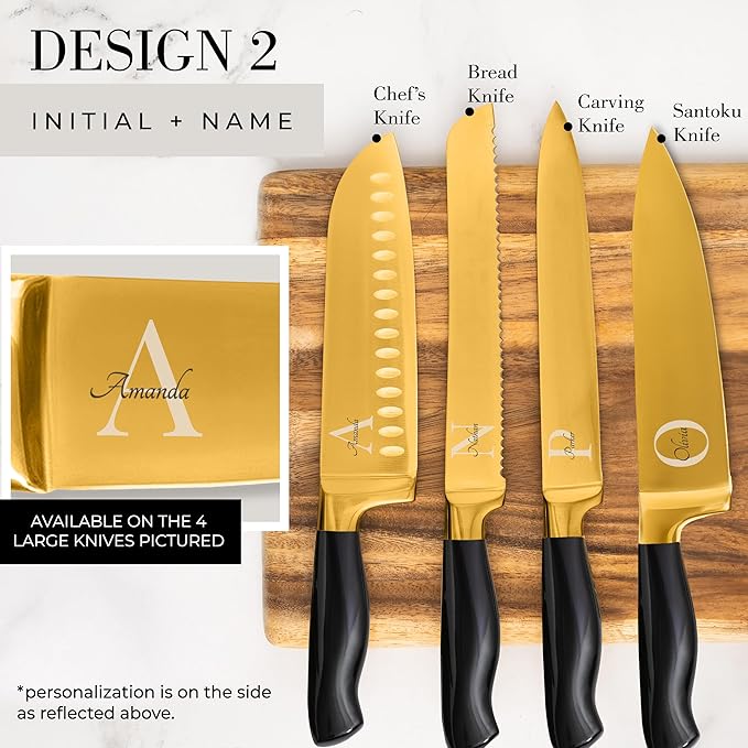 Personalized Black and Gold Knife Set - Image 4