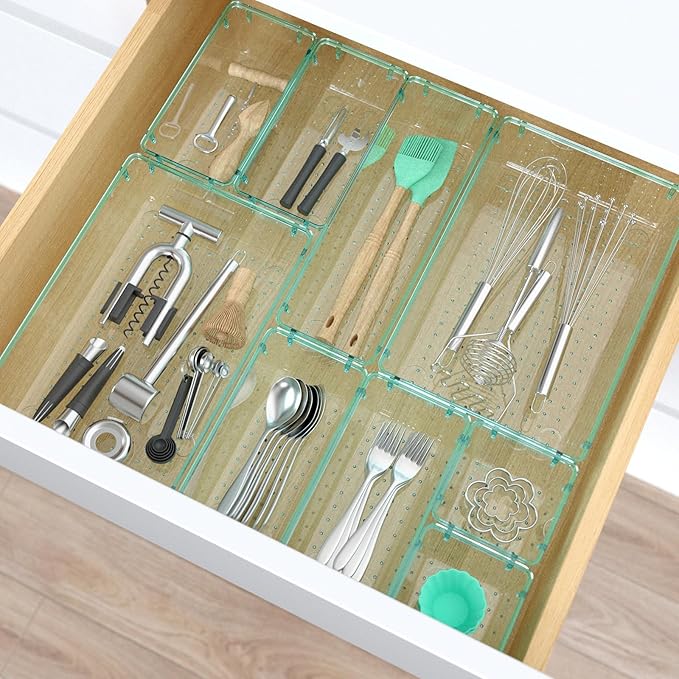 StorMiracle 33 PCS Clear Plastic Drawer Organizers Set, 4 Size Desk Drawer - Image 6