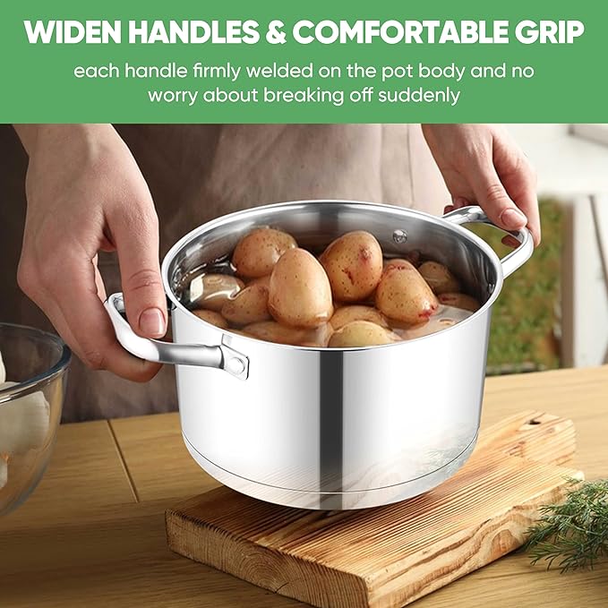 TeamFar Stainless Steel Stock Pot, 4-quart Tri-ply Base Stockpot Cooking Pasta - Image 6