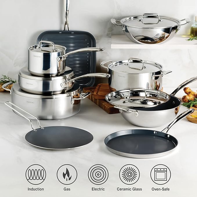 Tramontina Utsava Tri-Ply Clad Stainless Steel 2.2-Quart Sauce Pan - Image 5