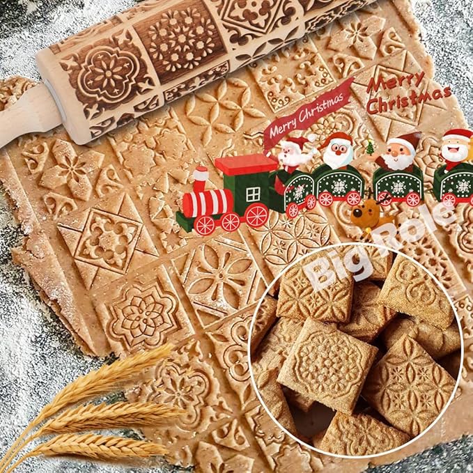 Christmas Embossed Rolling Pin for Baking Cookies Embossing Rolling Pins - Image 8