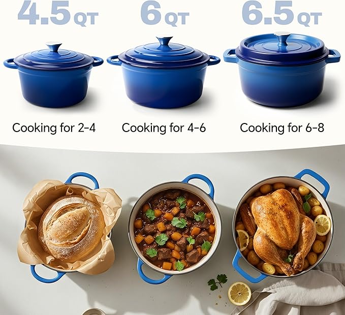 7 Quart Dutch Oven Pot with Lid, Non Stick Enameled Cast Iron Dutch Oven - Image 3