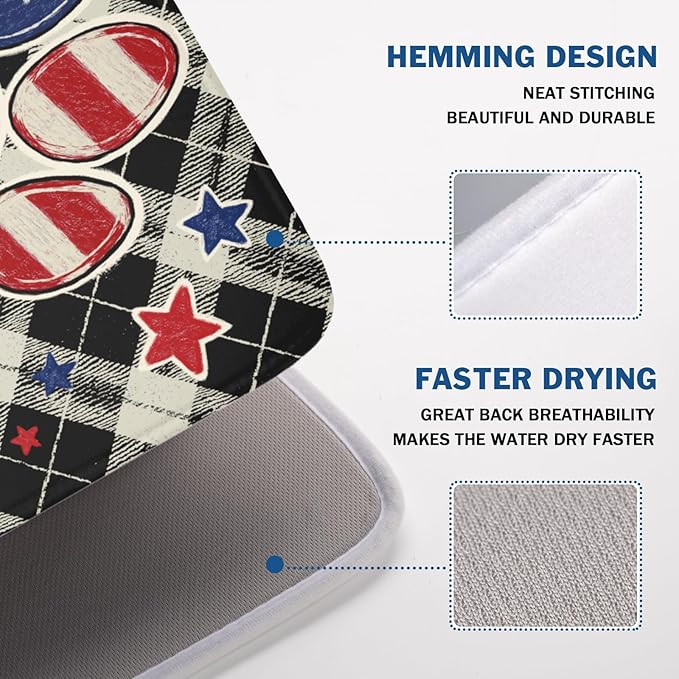 4th of July Dish Drying Mat 24x18 Inch, Patriotic Drying Mat - Image 4