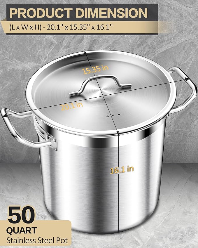 STOCKPOT 50 Quart Stainless Steel Stock Pot - Image 6
