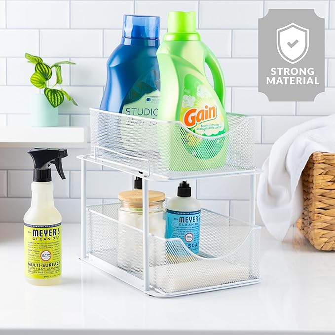 Sorbus 2 Sets of 2 Tier Metal Under Sink Organizer - Image 6
