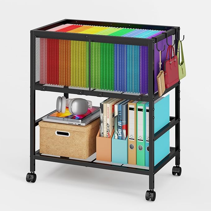 Rolling File Cart for Letter Size, Metal Hanging File Organizer by keomaisyto