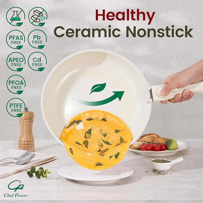 Chef Power Ceramic Nonstick Pots and Pans Set 19 Piece - Image 4