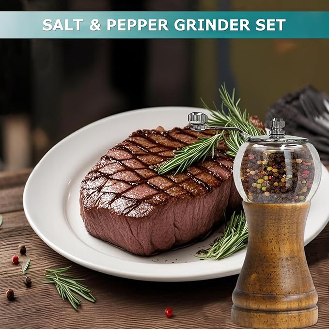 Pepper Grinder Set Classical Hand Shake Wood Manual Pepper Grinder, - Image 4