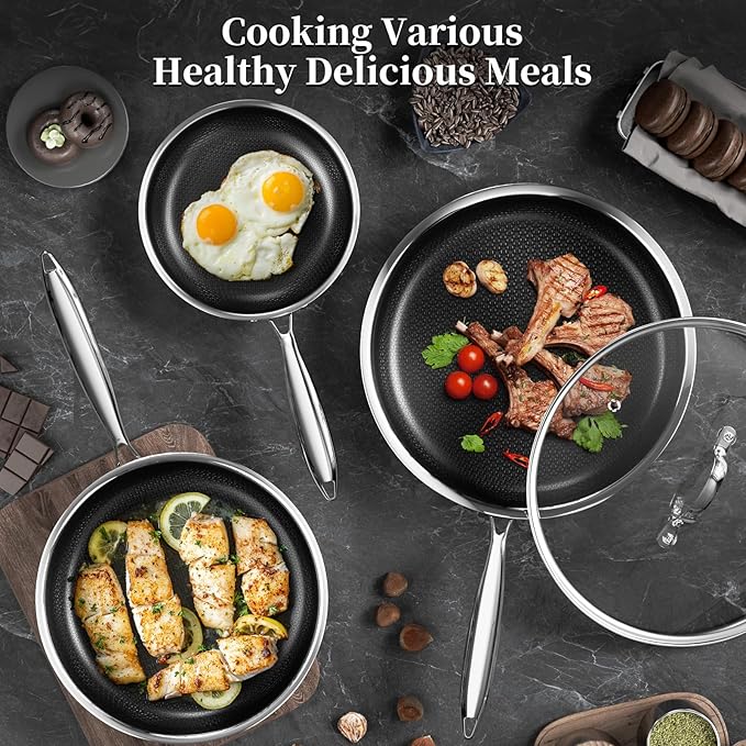 Innerwell Nonstick Titanium Ceramics Stainless Steel Frying Pan Set, 6 Pieces - Image 8