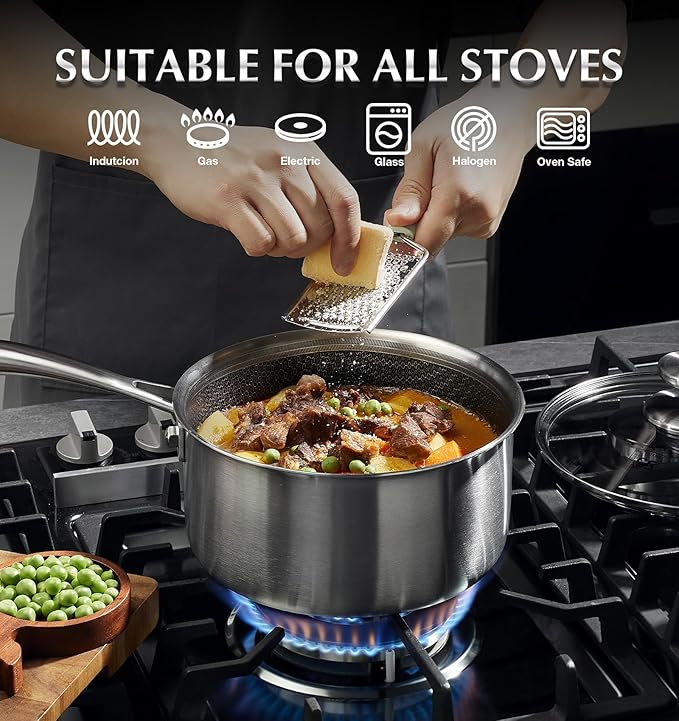 KOCH SYSTEME CS Hybrid Nonstick Stainless Steel Saucepan Set, 6-Piece Triply - Image 4