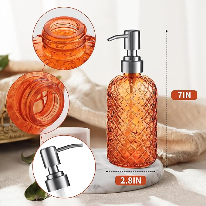 14 Oz Refillable Glass Soap Dispenser - Image 2