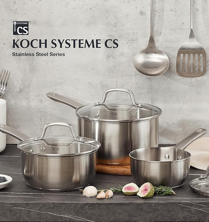 KOCH SYSTEME CS Stainless Steel Saucepan Set, 1QT & 2QT & 3QT Sauce Pan - Image 7