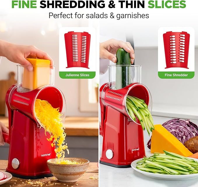 NutriChef 5 in 1 Cheese Grater & Shredder | 5 Different Blades - Image 4