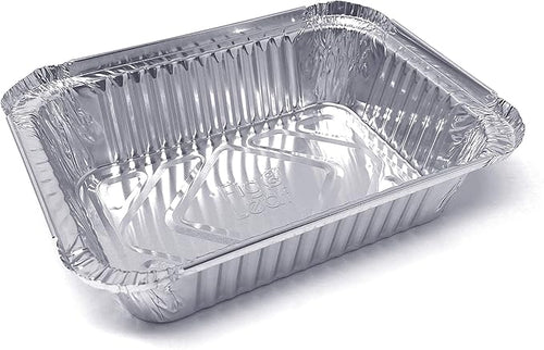 (120 Pack) Premium 1.5-LB Takeout Pans with Lids l Medium 7" x 5" x 2" l Heavy Duty Disposable Aluminum Foil for Catering Party Meal Prep Freezer Drip Pans BBQ Potluck Holidays