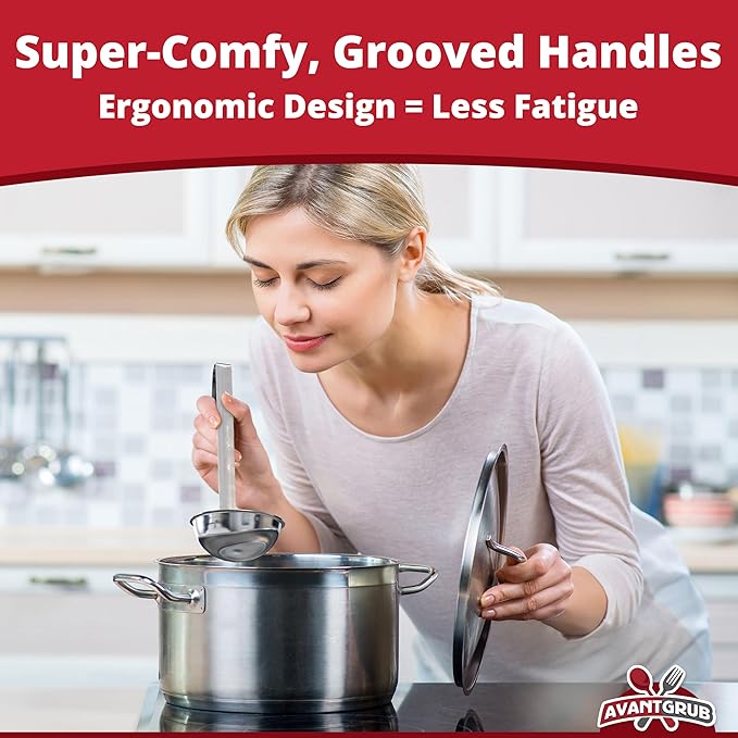 Super Sturdy, Ergonomic 8 Oz. Soup Ladle 3 Pk. Stainless Steel Ladles - Image 5