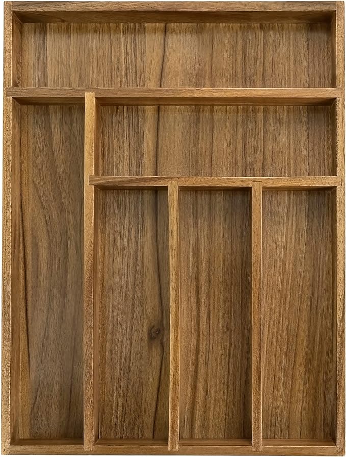 EcoFives Luxury Acacia Kitchen Drawer Organizer by EcoFives
