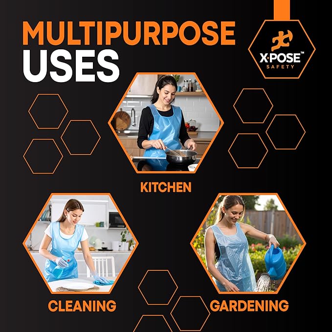 Xpose Safety 1000 Blue Plastic Disposable Aprons - Image 2