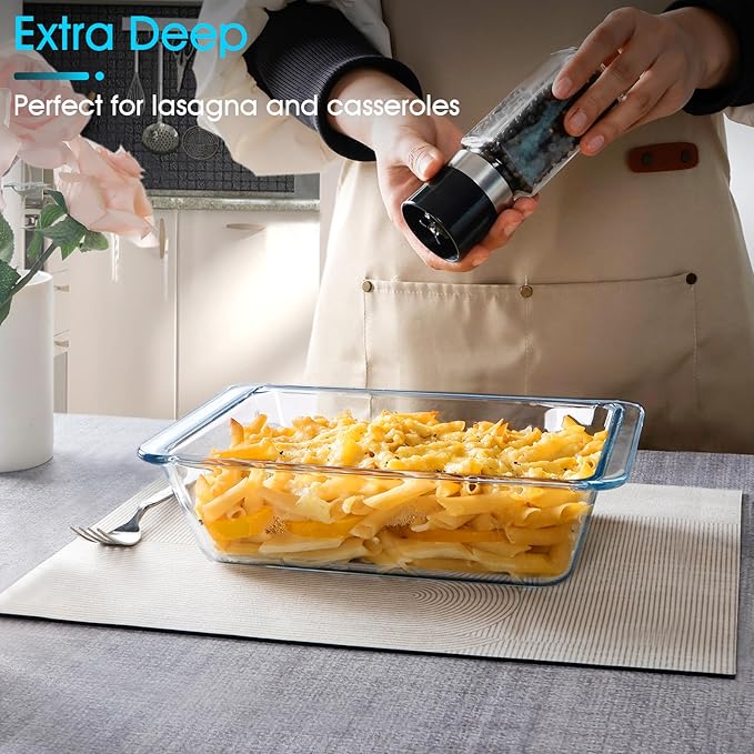 NUTRIUPS 2.4QT Rectangular Deep Glass Baking Dish, Glass Baking Pan - Image 5
