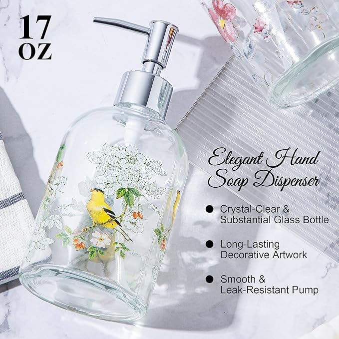 17oz Glass Soap Dispenser with Plastic Pump, 2 Pack Refillable Kitchen Soap - Image 9