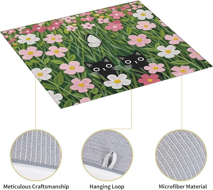 Pink Floral Cat Dish Drying Mat - Image 4