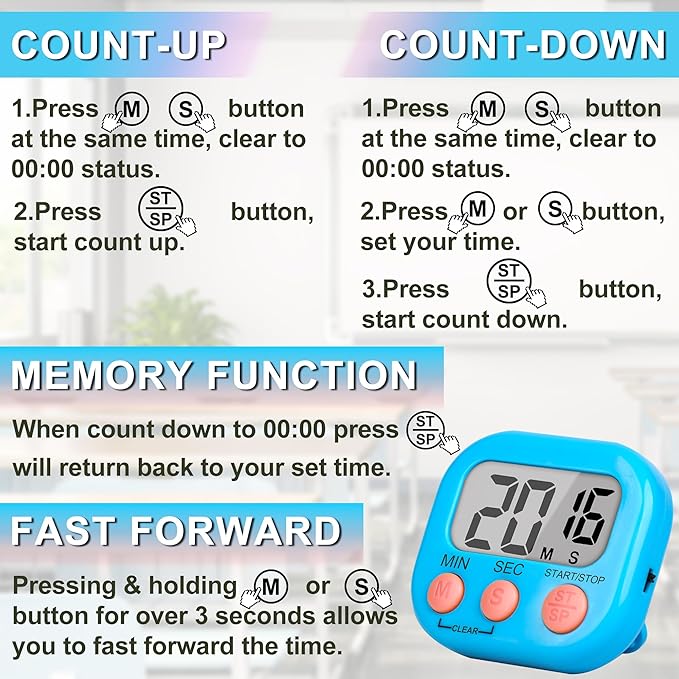 ZILLEEN Classroom Timer for Kids Teachers 6 Pack Digital Timers - Image 8