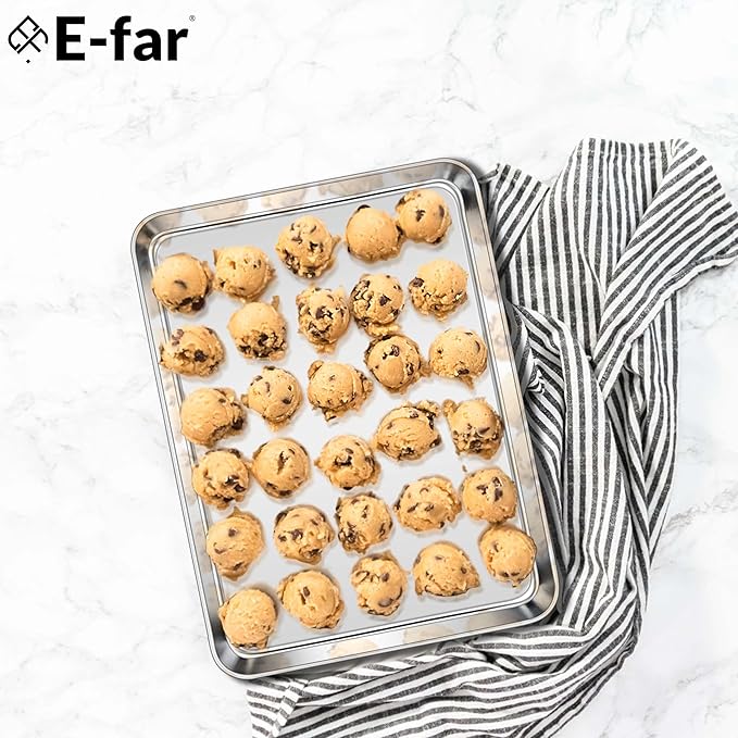 E-far Cookie Sheets Set of 3, 18”x13” Stainless Steel Baking Sheet Pans - Image 7