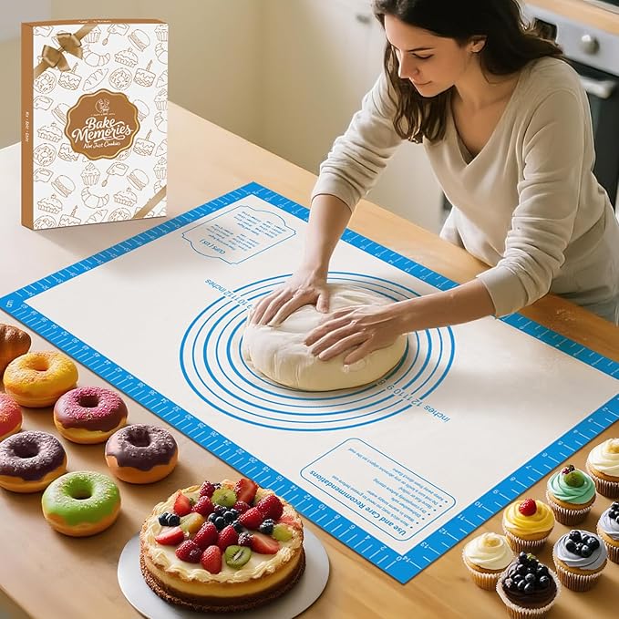 Silicone Pastry Mat for Dough Rolling, Silicone Baking Mat by MimekitchenKitchenHelper
