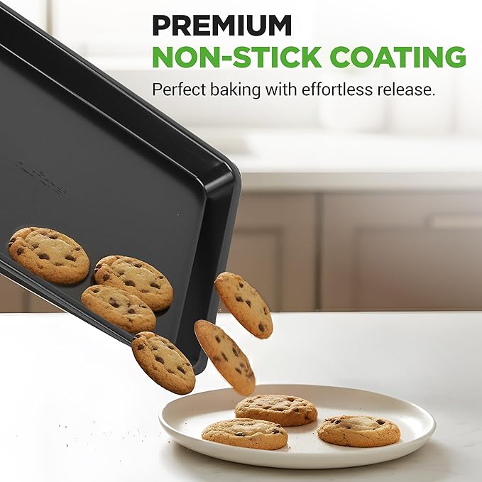NutriChef Stackable Non-Stick Baking Pan Set – Carbon Steel Bakeware Set w/ - Image 6