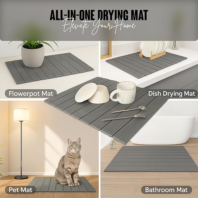 Large Stone Dish Drying Mat for Kitchen Counter, Instant Drying Pad, Super - Image 5