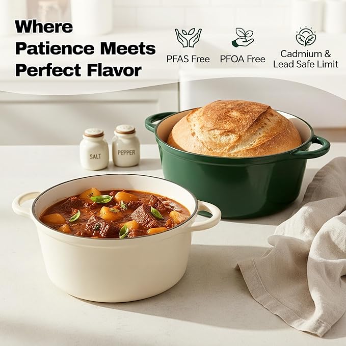 4.5 Quart Dutch Oven Pot with Lid, Non Stick Enameled Cast Iron Dutch Oven - Image 2