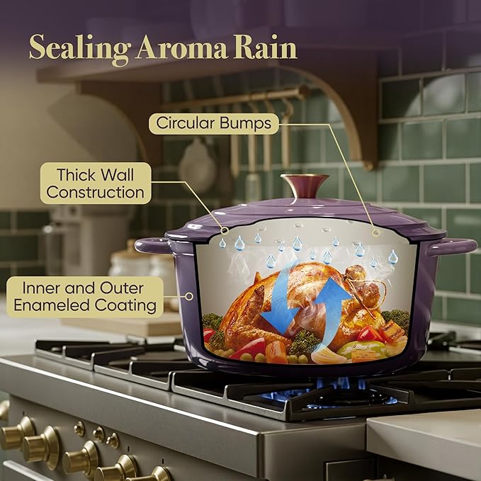 6 Quart Dutch Oven Pot with Lid, Non Stick Enameled Cast Iron Dutch Oven - Image 7