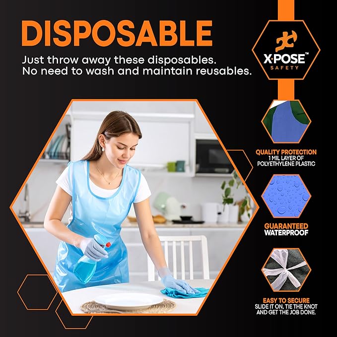 Xpose Safety 5000 Blue Plastic Disposable Aprons - Image 4