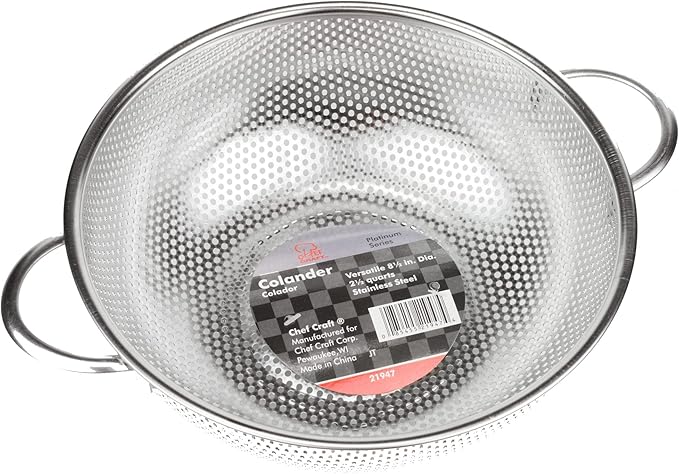 Chef Craft Select Micro-Perforated Colander, 2.5 quart, Stainless Steel - Image 2