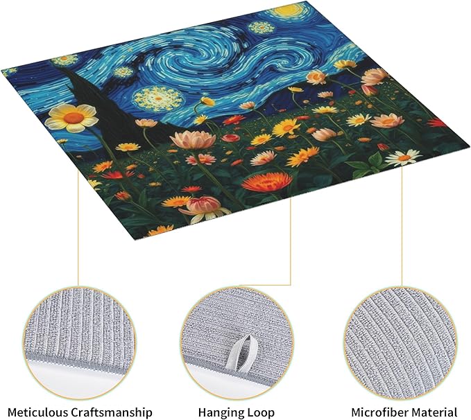 Starry Night Flowers Dish Drying Mat - Image 4