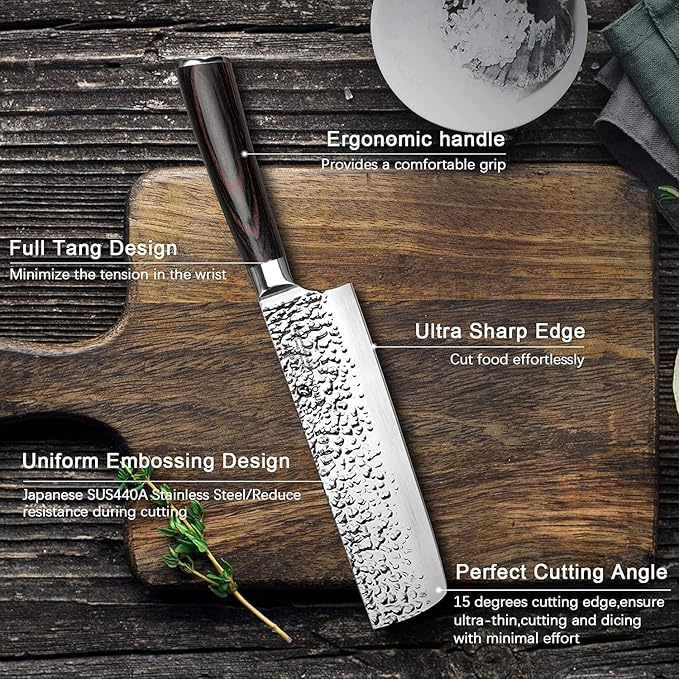 imarku Nakiri Knife, Razor Sharp 7 Inch Multipurpose Vegetable Japanese Chef - Image 8