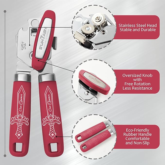 Manual Can Opener with Magnet, Heavy Duty Hand Can and Bottle Opener with - Image 2