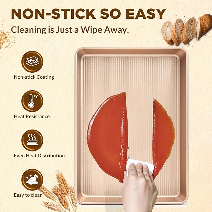 Professional Non-Stick Baking Sheets Set, 3-Piece Heavy Duty Carbon Steel - Image 6
