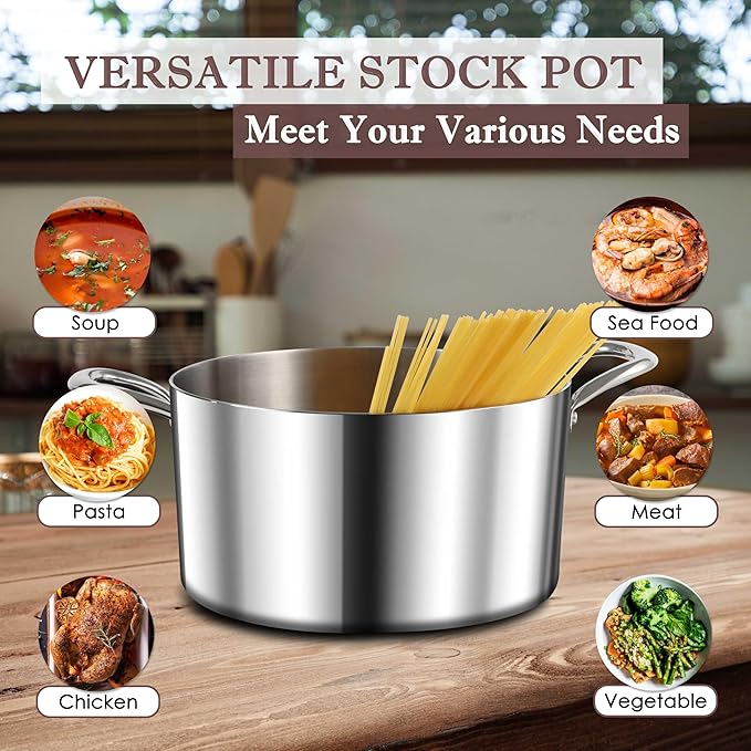 Herogo 4.5 Quart Stock Pot, Tri-Ply Cooking Pot - Image 6