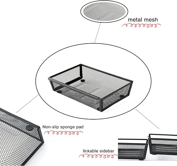 Mesh Tray Silverware Drawer Organizer, Utensil Cutlery Tray Office Supplies - Image 5