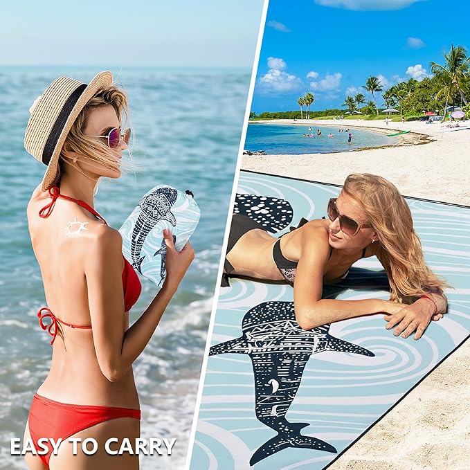 HIHOHO Beach Blanket Waterproof Sandproof Extra Large Beach Mat 79" X - Image 4