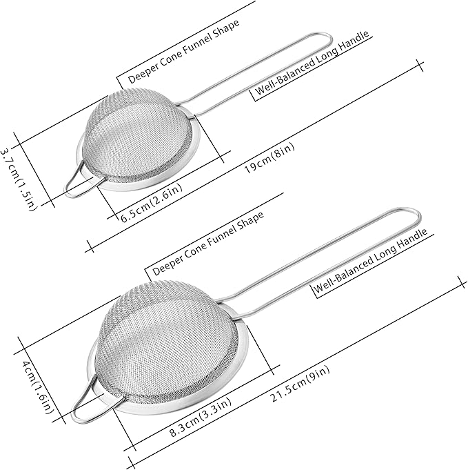 2 Pack Fine Mesh Strainers, Mini Stainless Steel Strainer - Image 2