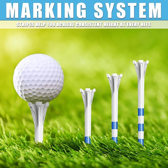 ++Champkey CHAMPKEY Advanced 5-Prong Plastic Golf Tees 120 or 100 Pack - 50% Ball Contact Surface Optimization with Longer Distance Performance Golf Tees Plastic