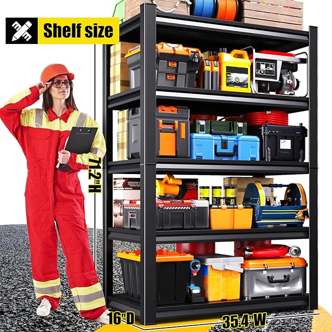 Set of 4 71"H Garage Shelving-2050LBS 5 Tier Storage Shelves, Adjustable Heavy - Image 6