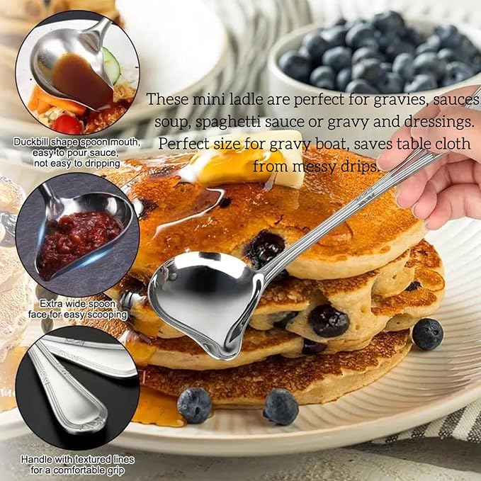 2-Pack Gravy Spoon Small Ladle for Sauce/Gravy / .1 Ounce mini Stainless Steel - Image 4
