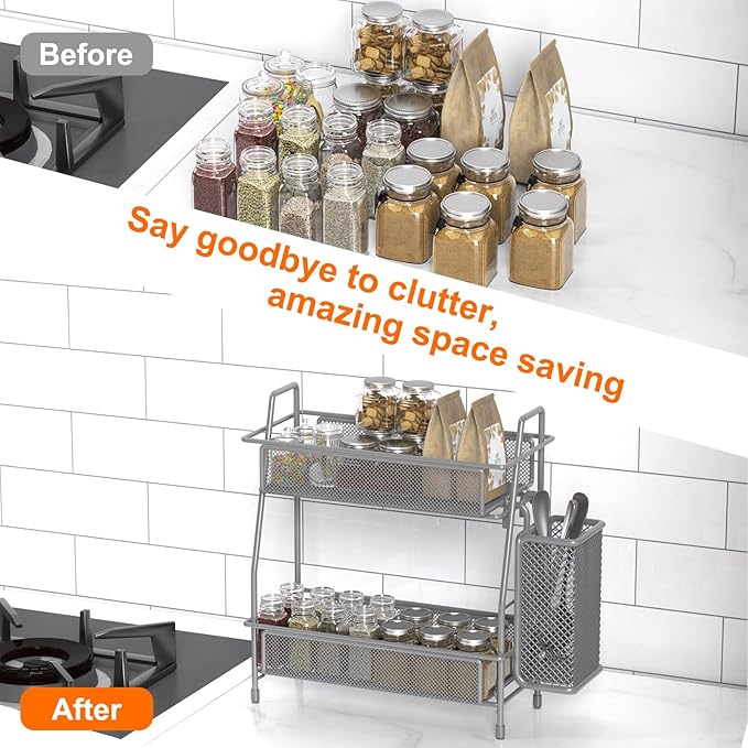 LEMIKKLE Spice Rack Organizer for Kitchen Counter, Spices Organizer and Storage - Image 3