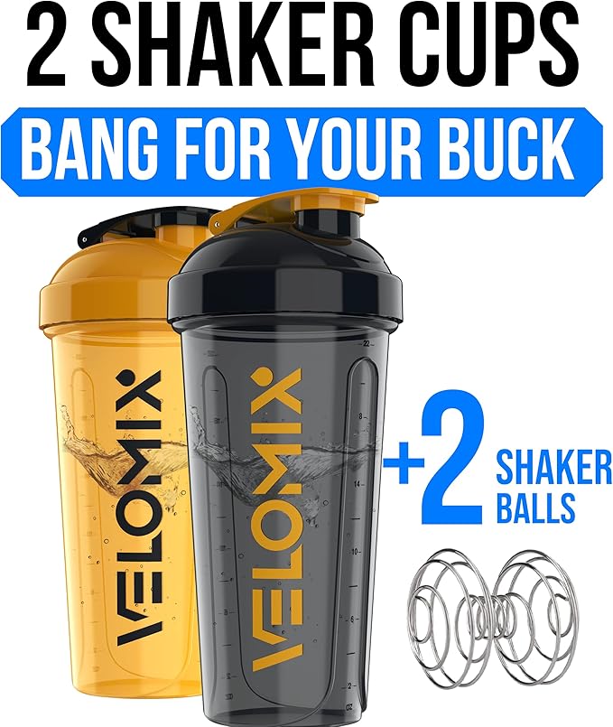 VELOMIX -2 Pack- 28 oz Protein Shaker Bottles - Image 2