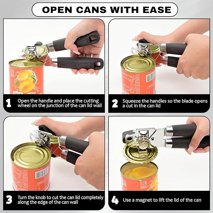 Manual Can Opener with Magnet – Heavy Duty Hand Can & Bottle Opener, Stainless - Image 5